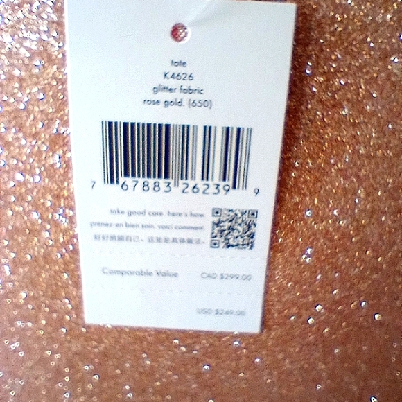 Kate Spade Glitter Fabric Rose Gold; Sold Out; NWT - Picture 6 of 7